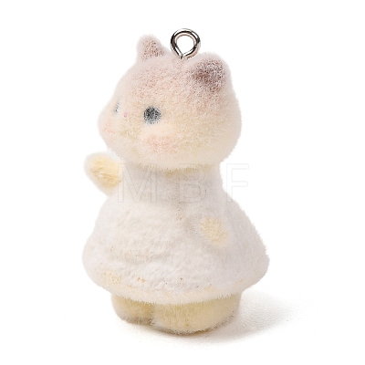Anmial Theme Flocking Opaque Resin Pendants RESI-G130-01H-1