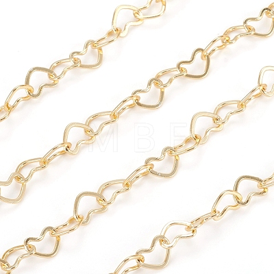 3.28 Feet Brass Heart Link Chains X-CHC-D026-15A-G-1