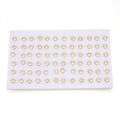 Footprint Brass Natural Pearl Stud Earrings PEAR-N020-05W-1