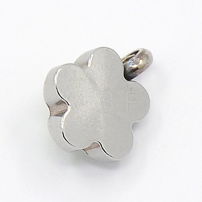 201 Stainless Steel Rhinestone Flower Charm Pendants RB-M030-03B-1