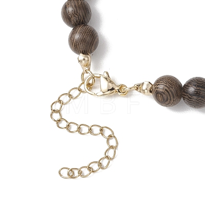 Ocean Dyed Synthetic Turquoise Trutle Pendant 8MM Natural Cultured Freshwater Pearl & Wenge Wood Round Beaded Necklaces for Women NJEW-JN05938-1