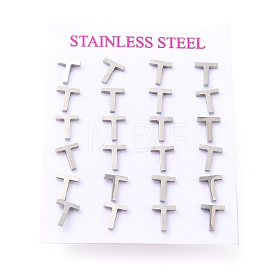 Tarnish Resistant 304 Stainless Steel Greek Alphabet Stud Earrings STAS-D007-07P-10-1