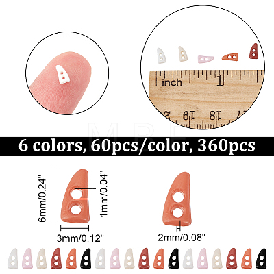  360Pcs 6 Colors 2-Hole Mini Resin Buttons Sets BUTT-NB0001-64-1