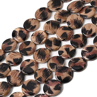 Printed Natural Freshwater Shell Beads Strands SHEL-A006-08-1
