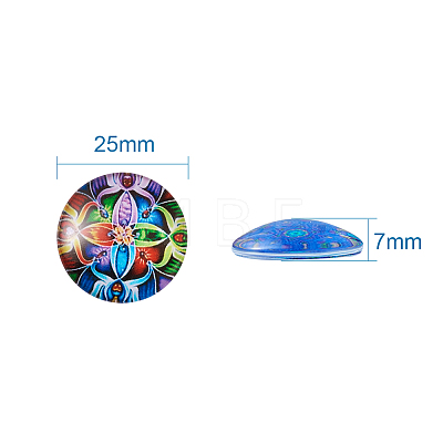 Yilisi Printed Glass Half Round/Dome Cabochons GGLA-YS0001-01-1