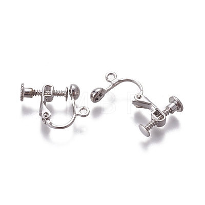 Rack Plated Brass Screw Clip-on Earring Findings KK-P169-04P-1