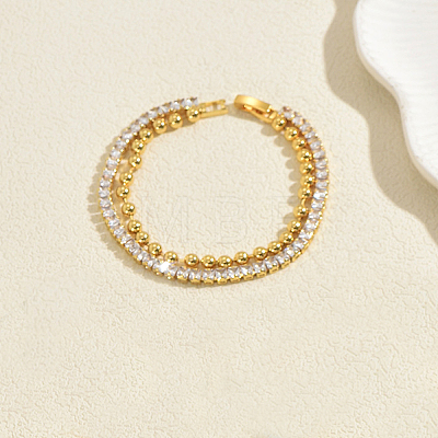 Elegant Brass Micro Pave Cubic Zirconia Tennis Bracelets DE3220-5-1