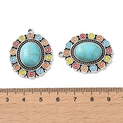 Bohemia Tibetan Style Alloy & Enamel & Synthetic Turquoise Pendants FIND-T074-03AS-1