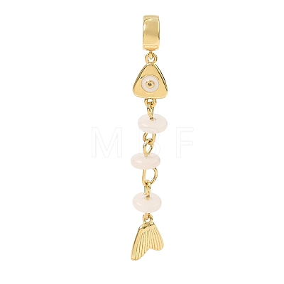 Brass Pave Cubic Zirconia Clear Cubic Zirconia & Natural White Jade & Enamel European Dangle Charms GG-CBA3401-01G-B05-1