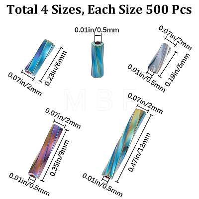 2000Pcs 4 Style Glass Twisted Bugle Beads SEED-CN0001-45-1