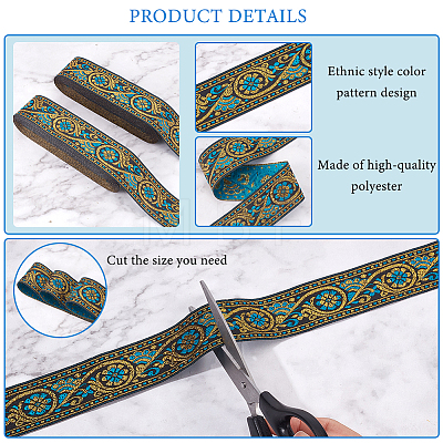 Ethnic style Embroidery Polyester Ribbons OCOR-WH0063-30A-1