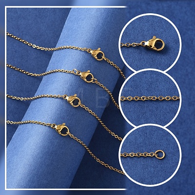 4Pcs 304 Stainless Steel Cable Chain Necklace Making STAS-FS0001-81G-1