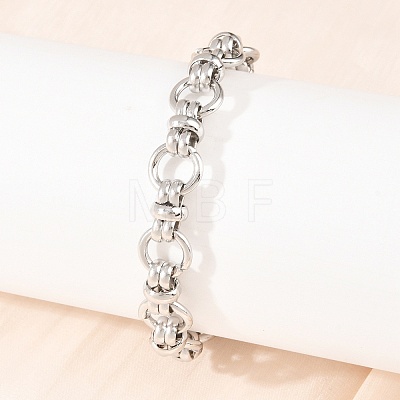 304 Stainless Steel Ring Link Chain Bracelets for Women Men BJEW-H643-10P-1