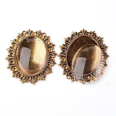 Alloy Cabochon & Rhinestone Settings and 40x30mm Oval Clear Glass Covers Sets DIY-X0115-AG-FF-1