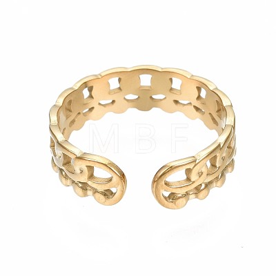 304 Stainless Steel Curb Chain Open Cuff Ring RJEW-T023-92P-1