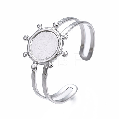 Non-Tarnish 304 Stainless Steel Open Cuff Finger Ring Cabochon Settings STAS-T060-10P-1