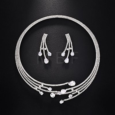 Alloy & Rhinestone Teardrop Earrings & Multi Layer Necklaces Sets for Women WG6BF78-01-1