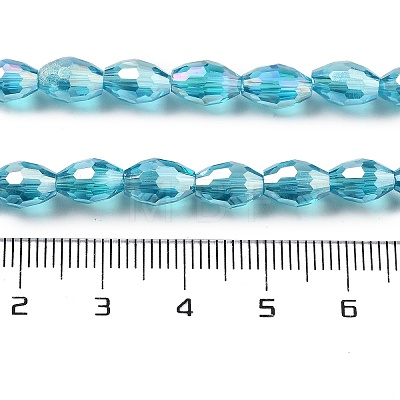 Transparent Electroplate Glass Beads Strands EGLA-A037-T6x8mm-B16-1