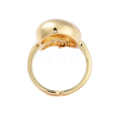 Rack Plating Teardrop Brass Micro Pave Cubic Zirconia Open Cuff Rings for Women RJEW-B064-03G-1