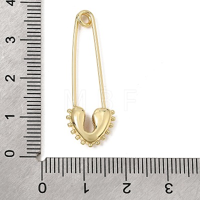 Minimalist Brass Safety Pin Brooch with Beaded Edge KK-CBAA41C-06G-1