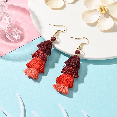 Colorful Tassel Pendants Dangle Earrings for Women EJEW-JE06108-1