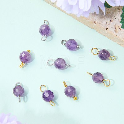 16Pcs 4 Colors Natural Amethyst Pendant and  Connector Charms Sets PALLOY-SW00081-1