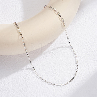 925 Sterling Silver Paperclip Chain Necklaces for Women NJEW-H048-04P-1