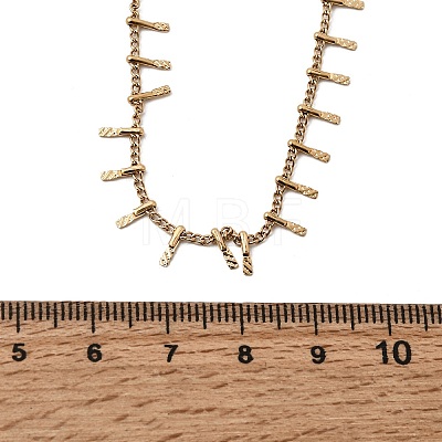 304 Stainless Steel Curb Chain with Bar Tassel Necklaces for Women NJEW-K389-04G-1