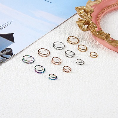 12Pcs 12 Style Double Nose Ring for Single Piercing AJEW-SZ0002-19-1