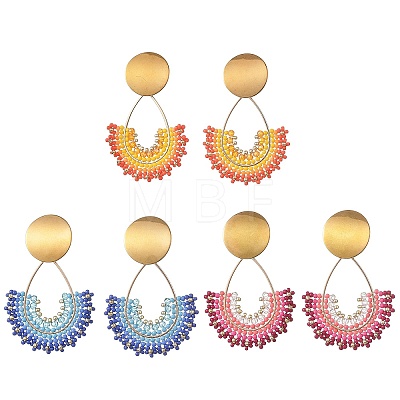 3 Pairs 3 Colors 304 Stainless Steel Dangle Stud Earring Sets for Women EJEW-MZ00755-1