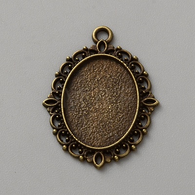 Tibetan Style Zinc Alloy Pendant Cabochon Settings FIND-WH0111-569AB-1
