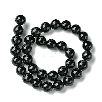 Natural Black Onyx Round Beads Strand G-L087-12mm-01-1