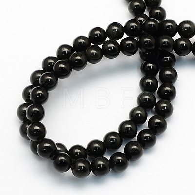 Natural Obsidian Round Beads Strands X-G-S156-6mm-1