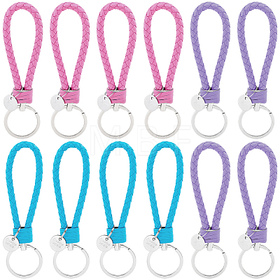 12Pcs 3 Colors PU Leather Knitting Keychains KEYC-CL0001-20B-1