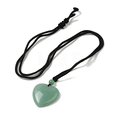 Natural & Synthetic Mixed Gemstone Pendant Necklace with Nylon Cords NJEW-D051-02-1