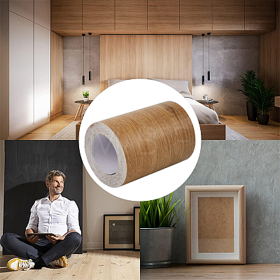 Gorgecraft 1 Roll PVC Imitation Wood Grain Adhesive Tape DIY-GF0008-40C-1