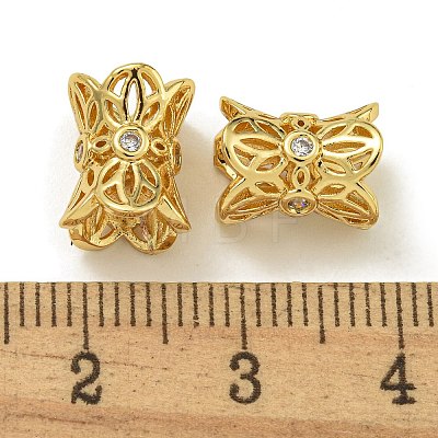 Rack Plating Brass Micro Pave Cubic Zirconia Beads KK-K386-05G-1