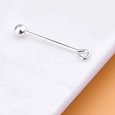 Rack Plating 925 Sterling Silver Screw On Eye Ball Pins STER-L044-02A-S-1