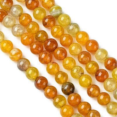 Dyed Natural Dragon Veins Agate Beads Strands X-G-C068-6mm-15-1