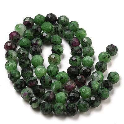 Faceted Round Natural Ruby in Zoisite Bead Strands G-F289-11-6mm-1