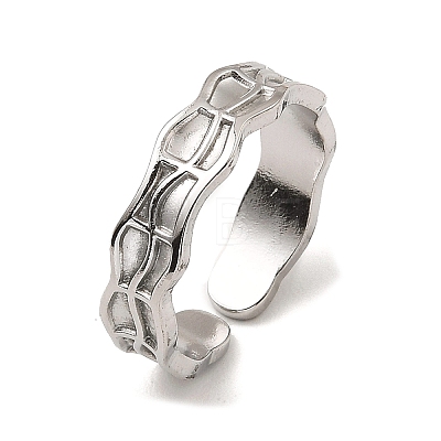 304 Stainless Steel Open Cuff Rings RJEW-Z018-01P-1