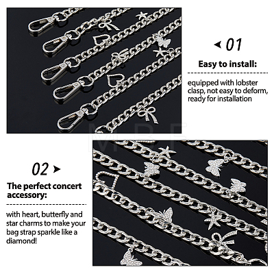 3Pcs Alloy Twisted Chain Bag Strap AJEW-FH00023-1