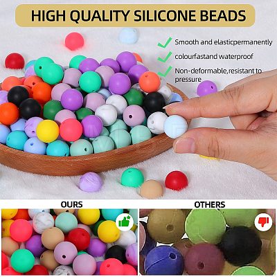 80Pcs Round Silicone Focal Beads SIL-SZ0001-24-11-1