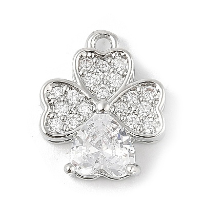 Brass Micro Pave Clear Cubic Zirconia Charms KK-R219-30P-1