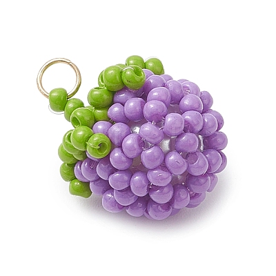 Glass Seed Beaded Tomato Pendants PALLOY-MZ01081-1