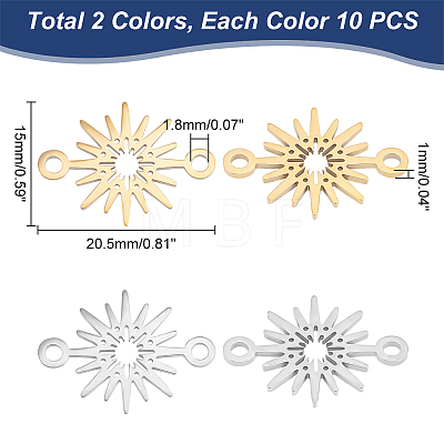 Unicraftale 20Pcs 2 Colors 201 Stainless Steel Star Connector Charms STAS-UN0040-99-1