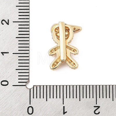 Brass Micro Pave Clear Cubic Zirconia Slide Charms ZIRC-I068-26G-1