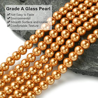 Eco-Friendly Dyed Glass Pearl Beads Strands HY-A008-6mm-RB094-1