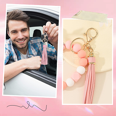 1Pc PU Leather Tassel Keychains KEYC-CL0001-51A-1