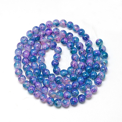 Baking Painted Glass Beads Strands DGLA-Q023-8mm-DB72-1